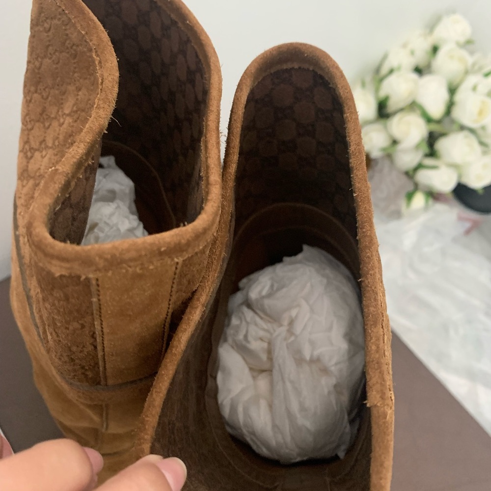 Brown Suede GG monogram Boots - Picture 14 of 15